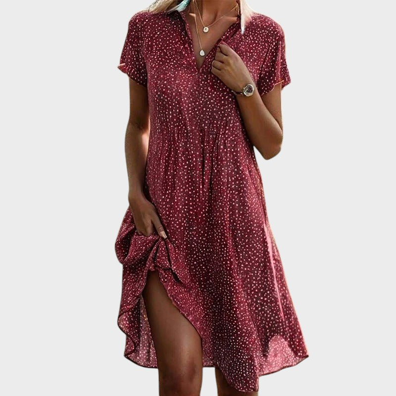 Juliette | Robe Midi à Pois Élégante