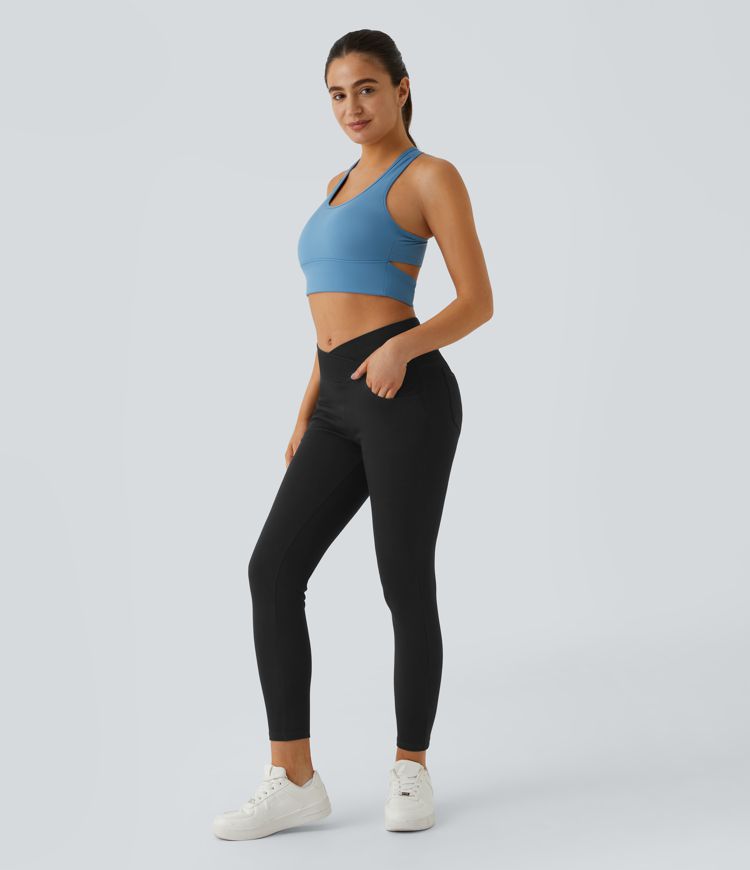 VivaJolie | Legging de travail en denim tricoté extensible avec taille haute et plusieurs poches