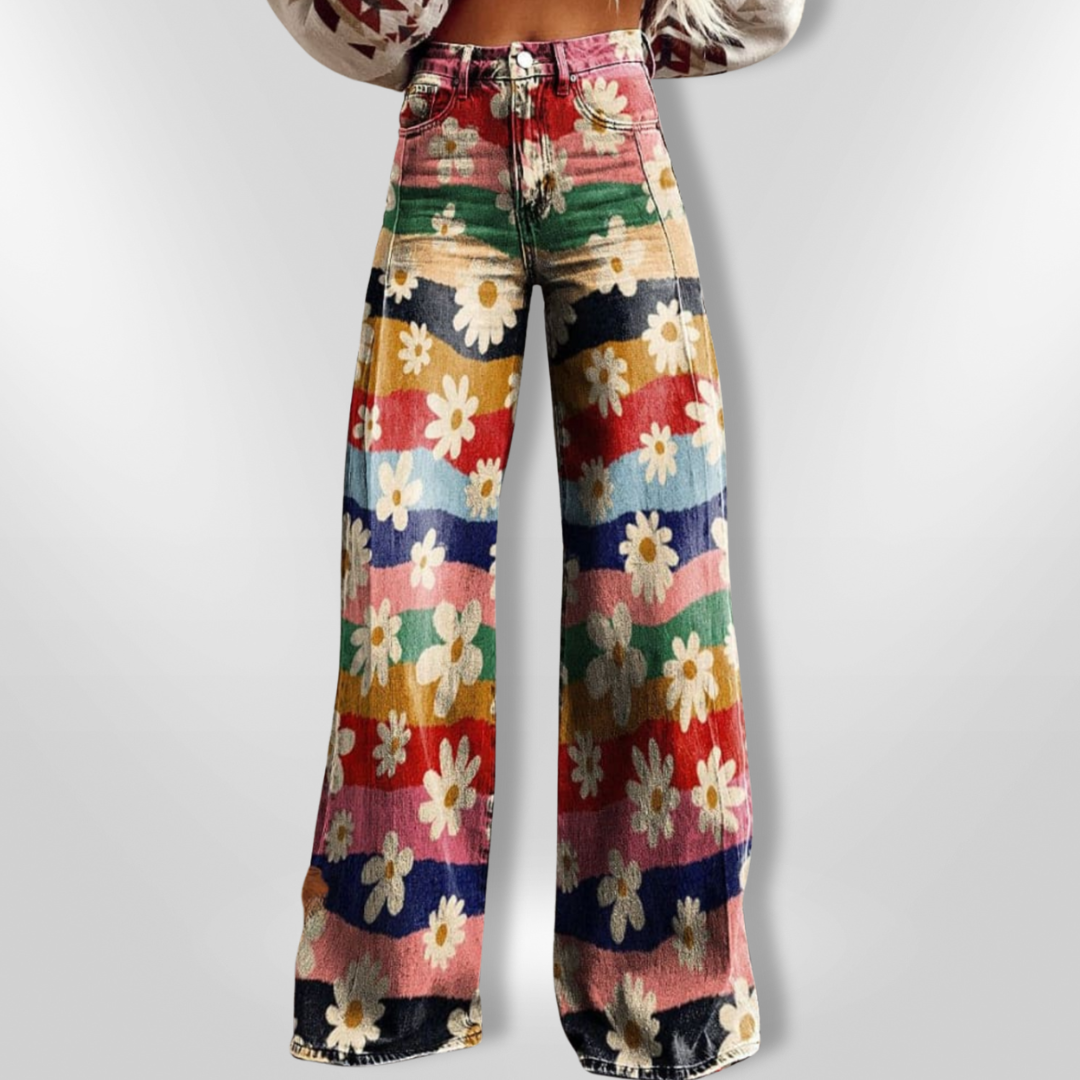 RETRO FLOWER | Pantalon Évasé Vintage