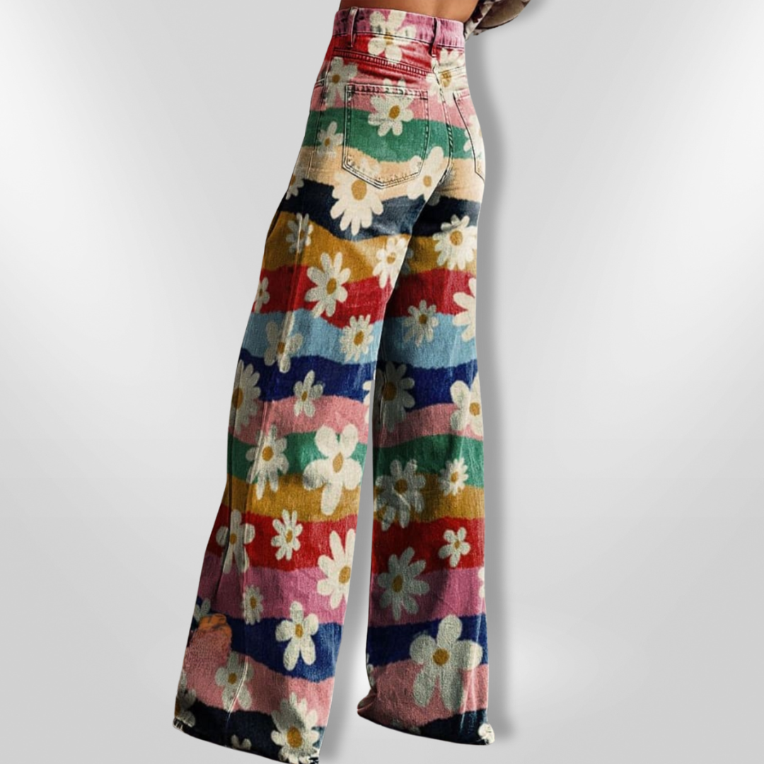 RETRO FLOWER | Pantalon Évasé Vintage