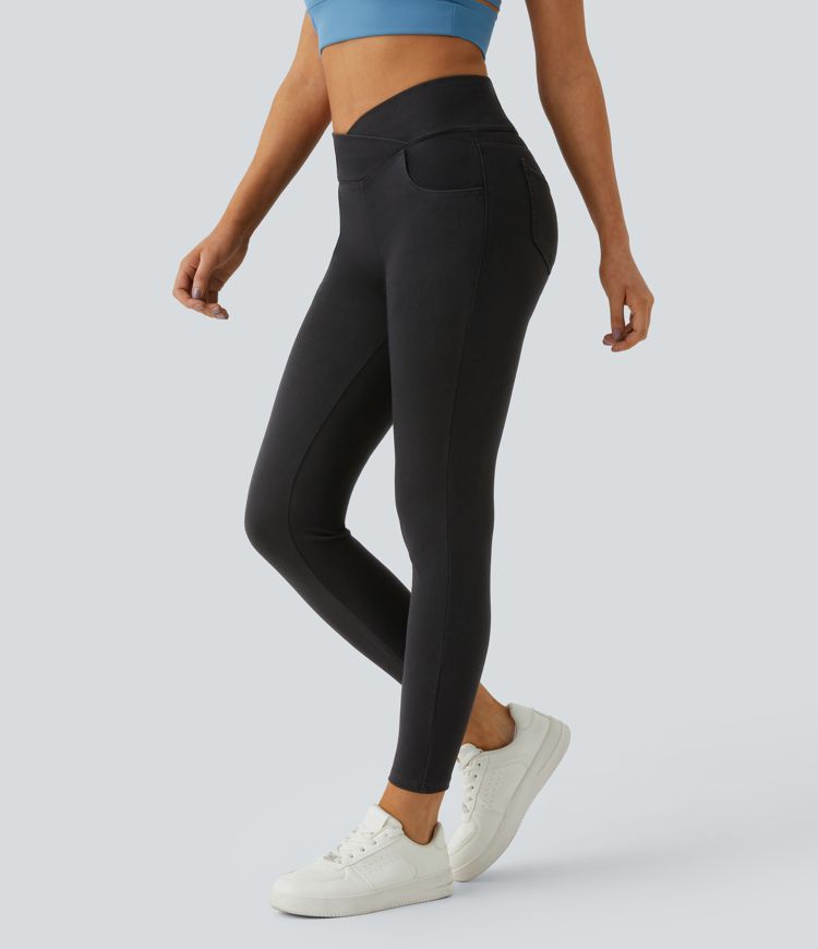 VivaJolie | Legging de travail en denim tricoté extensible avec taille haute et plusieurs poches