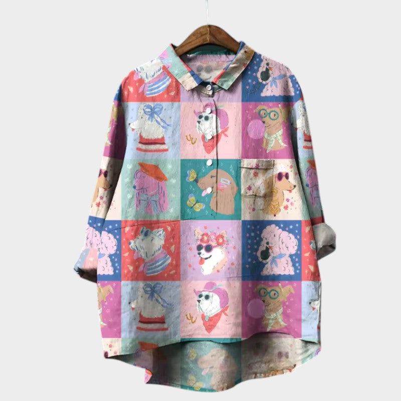 MARIANELLA | Blusa Oversize con Stampa Canina e Comfort Quotidiano per uno Stile Allegro