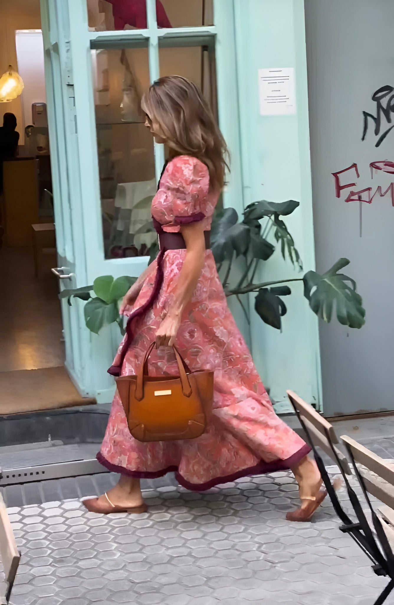 VivaJolie | Robe maxi rose élégante à manches courtes