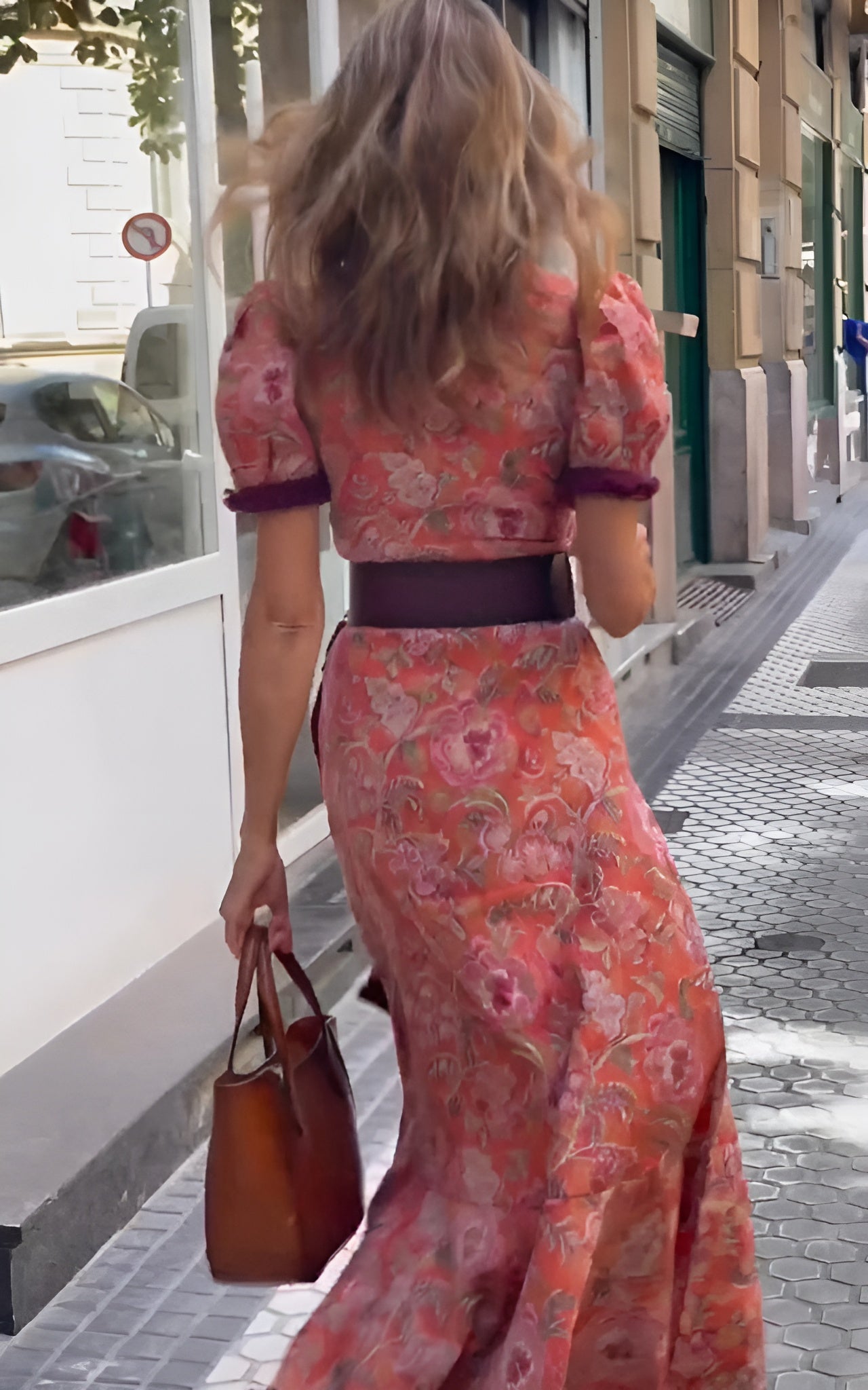VivaJolie | Robe maxi rose élégante à manches courtes