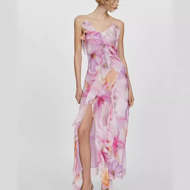 VivaJolie | Une robe longue à fines bretelles et imprimés