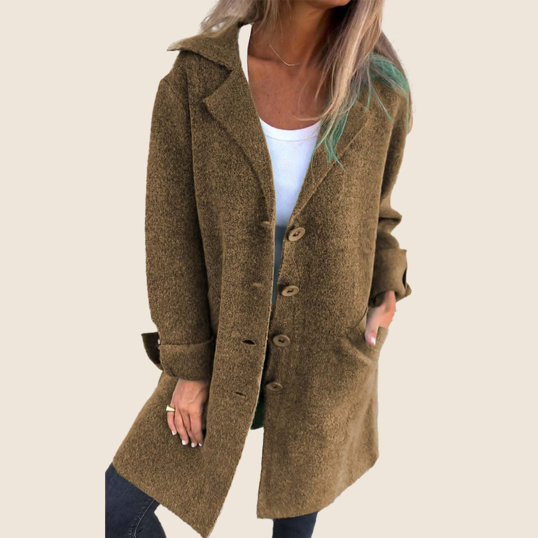 Elvy Paris – Manteau Casual Monopette Avec Revers