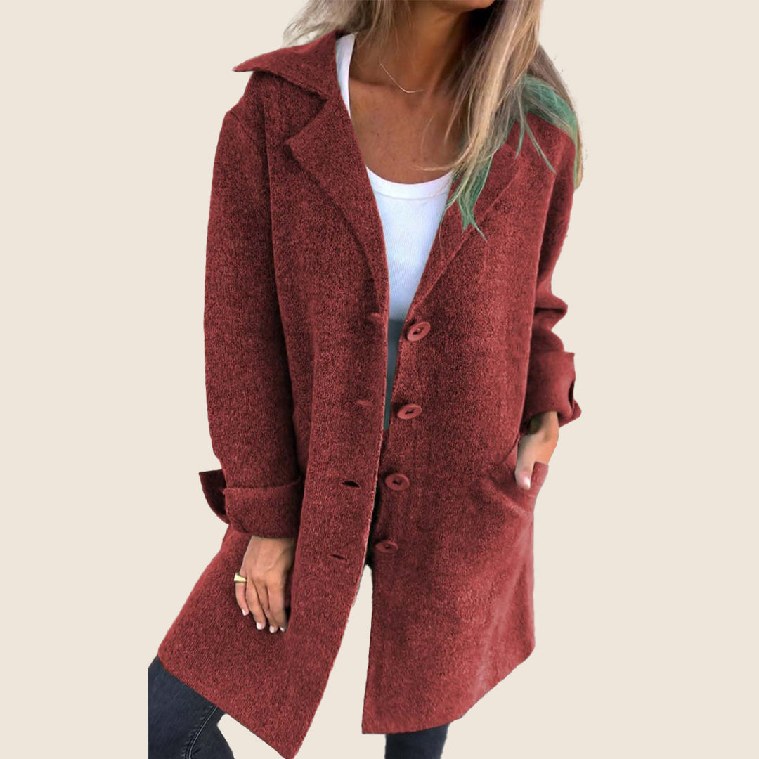 Elvy Paris – Manteau Casual Monopette Avec Revers